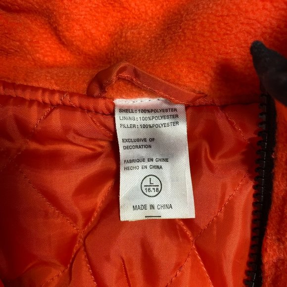 Harley Davidson Youth Jacket Full Zipper Fleece Quilted Lined Orange Sz L - Picture 7 of 13